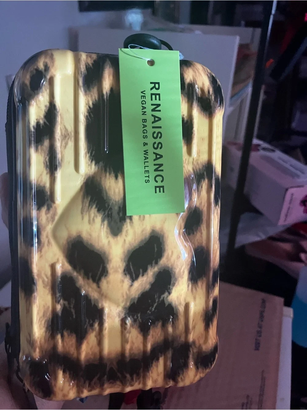 Yellow & Black Leopard Print Mini Travel Case -vinyl